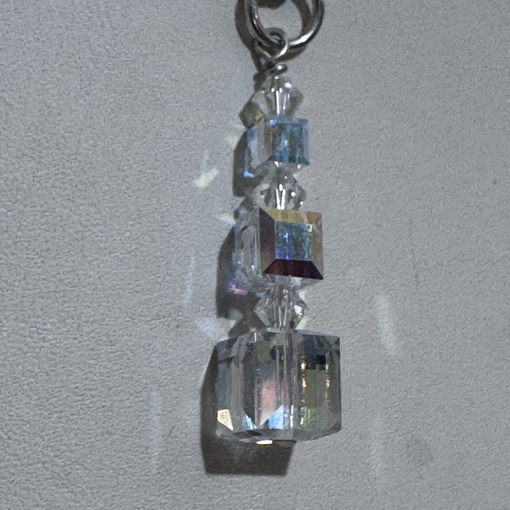 925 Sterling Silver Faceted Crystal Pendant Necklace & Dangle Earrings Set - Picture 5 of 16